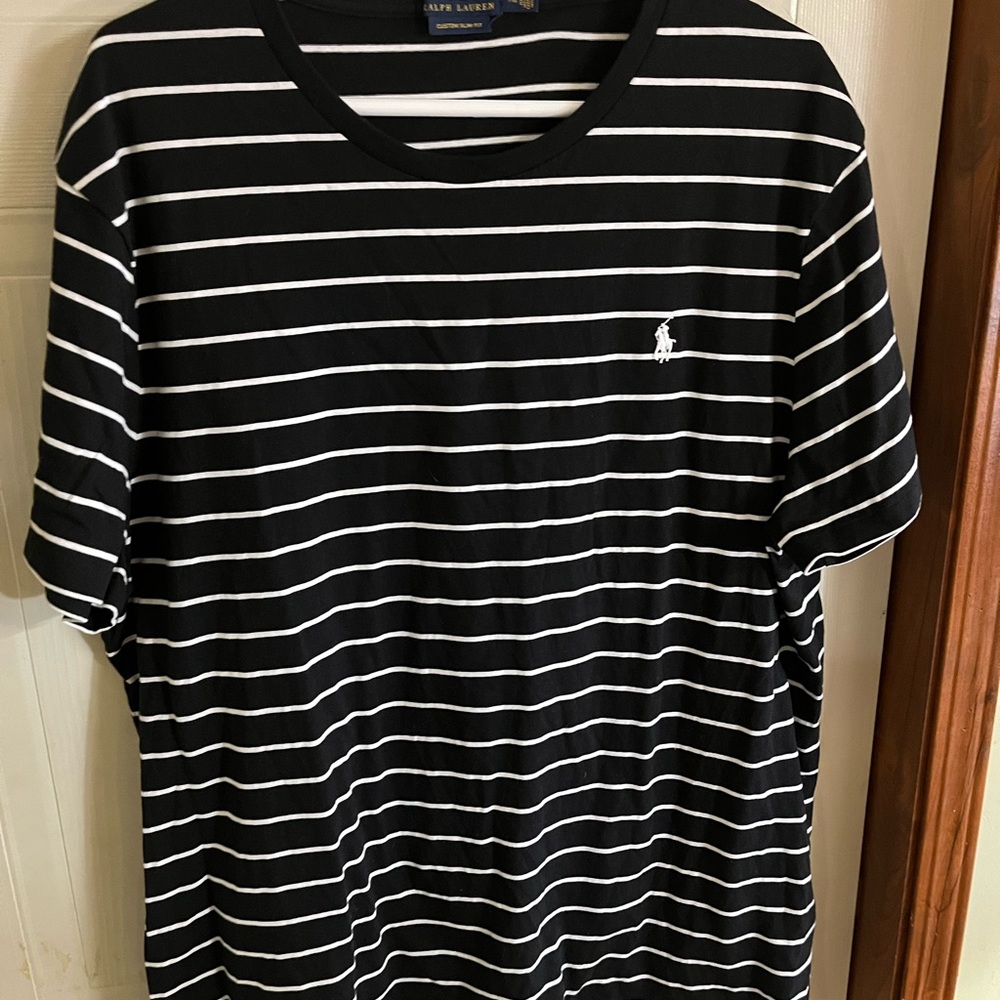 Ralph Lauren Black and White Striped Tee